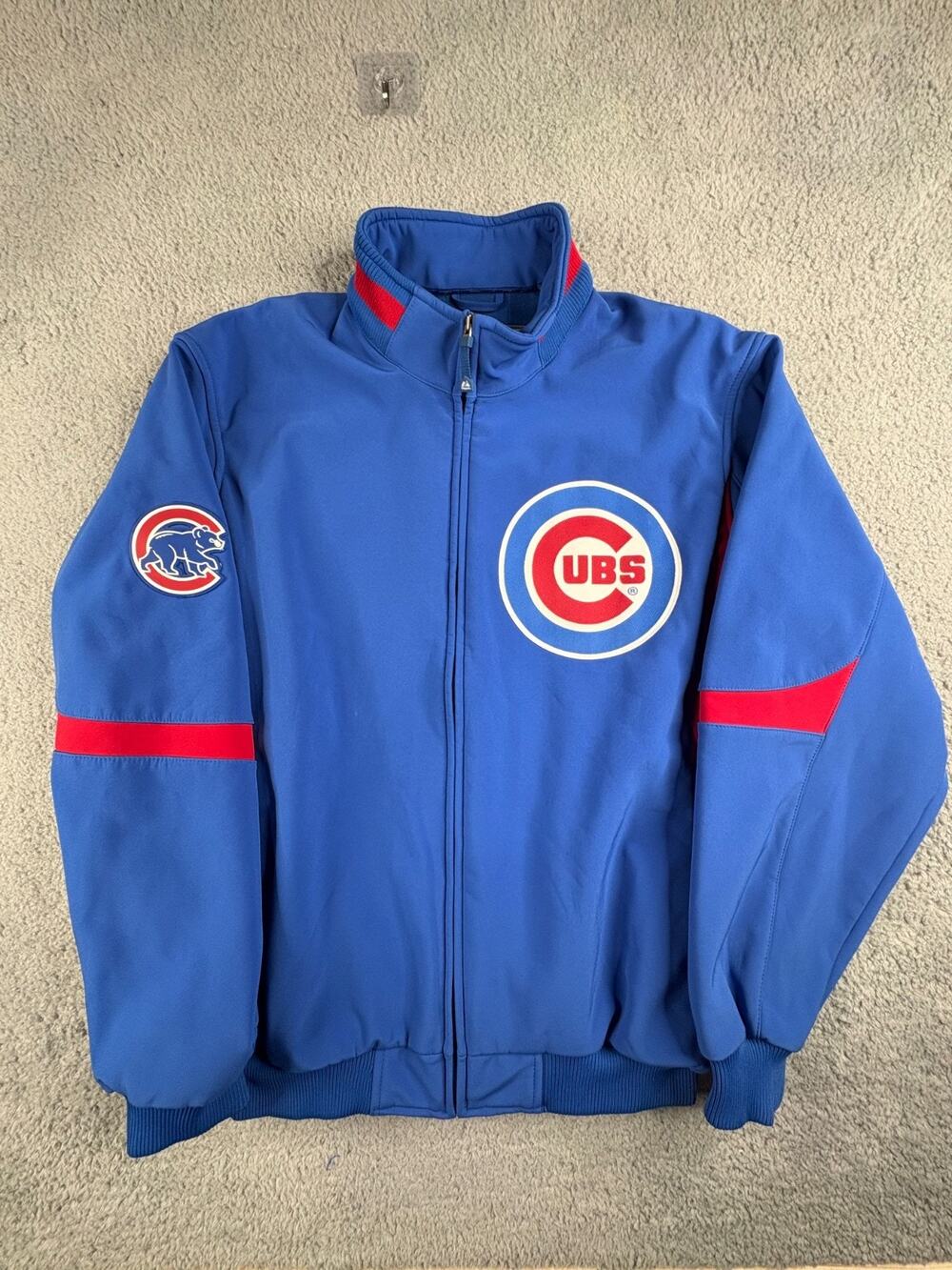 Majestic MLB Chicago Cubs Baseball Full-Zip Jacket Men Size XL Blue Long Sleeves